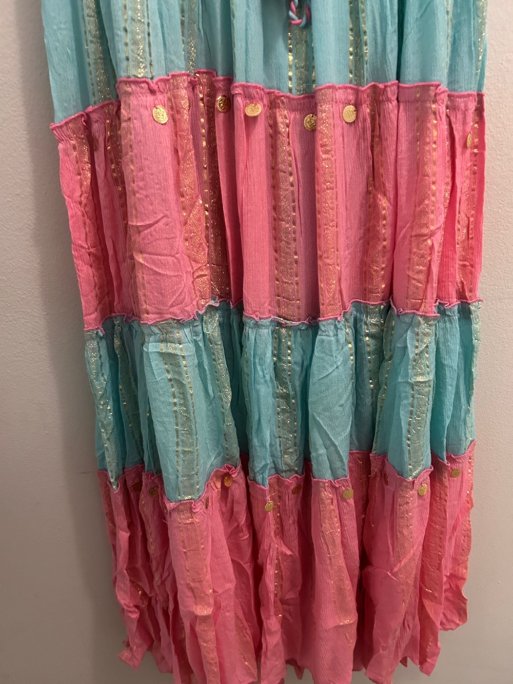 Boho Hand Embroidered Tiered Maxi Dress in Magenta - Picture 8 of 8